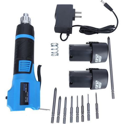 Set de 16 embouts pour visseuse électrique sans fil 12V Li-ion, assemblage de meubles, 2 batteries, 110-240V. (1/5)