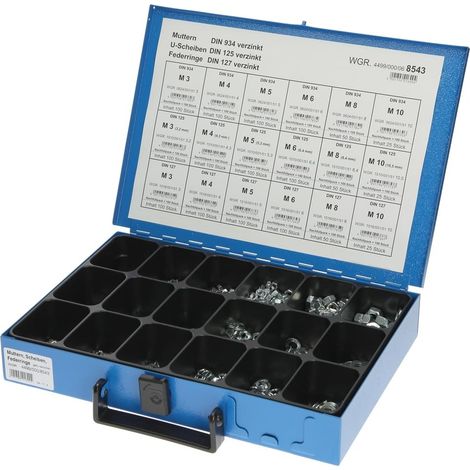 Boîte d'assortiment d'écrous et de disques U 18 sortes