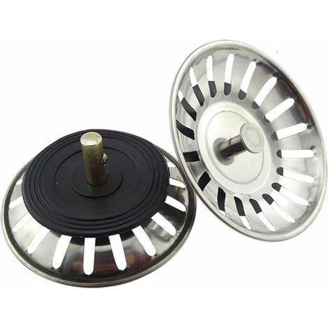 Bonde panier inox 8 cm, filtre évier cuisine universel, 2 pièces, bouchon passoire acier inoxydable pour évier, grille anti-déchets réutilisable (1/5)