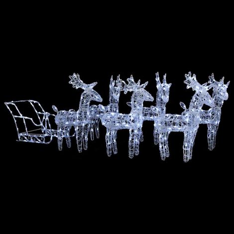 Décoration de Noël Rennes et traîneau 320 LED Acrylique (1/5)