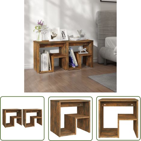 The Living Store Nachttische 2 Stk. Räuchereiche 40x30x40 cm Holzwerkstoff - Nachttische - Wohnzimmer Dekoration - Holz Möbel - Massivholzmöbel - Wohnraum Einrichtung (1/5)