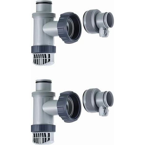 EASYCOMFORT Lot de 2 adaptateurs de tuyau type B pour piscine Intex, raccords de rechange avec valve à piston pour filtre et réservoir (1/5)