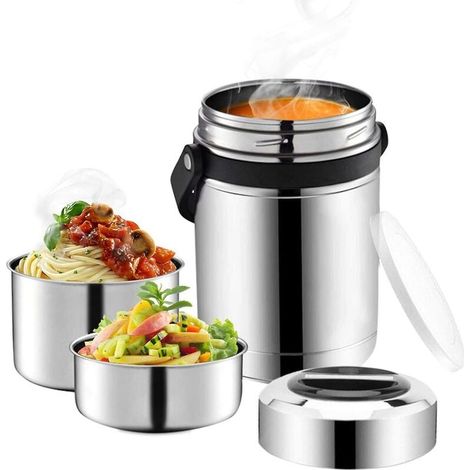 Suppenthermosflasche mit breiter Öffnung, 61 oz große 3-lagige Lebensmittelthermosflasche, mehrlagige Warmhalteflasche mit Griff (1/4)