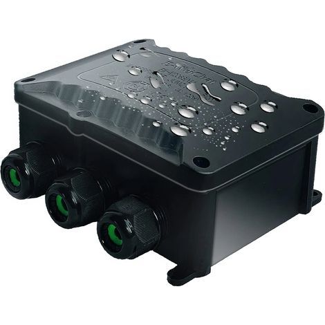 Boîte de dérivation étanche IP68 Certification TÜV 4 voies avec M25 pour petit boîtier électrique noir de Ø5mm-Ø12mm de diamètre avec borne à 5 broches pour extérieur lumière jardin piscin (1/5)