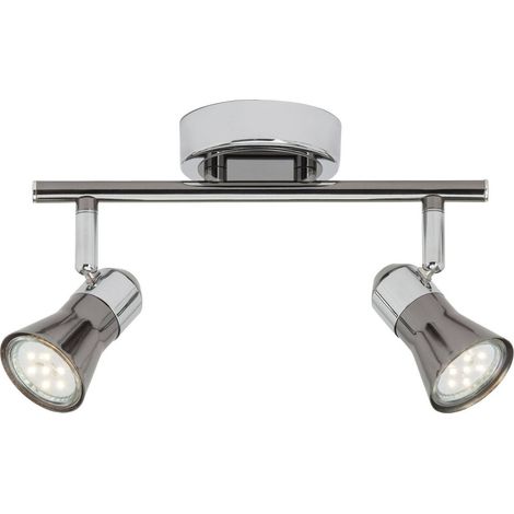 BRILLIANT Lampe Jupp LED Spotrohr 2flg chrom/schwarz 2x LED-PAR51, GU10, 3W LED-Reflektorlampen inklusive, (250lm, 3000K) Köpfe schwenkbar (1/2)