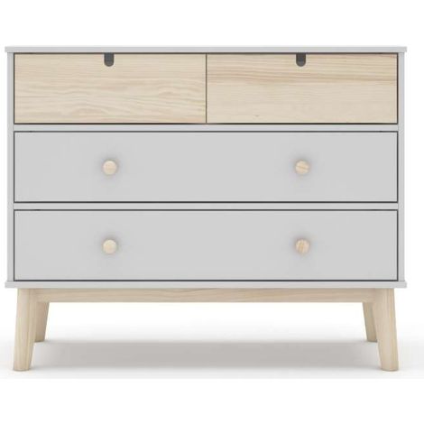 Cómoda 4 cajones modelo Estela acabado blanco/cera blanca, 81cm(alto) 100cm(ancho) 40cm(largo) (1/5)