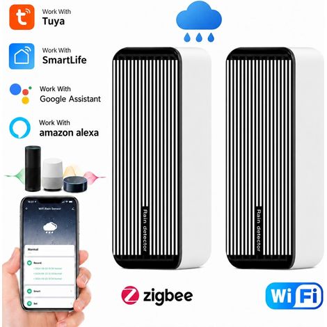 Tuya Sensore Smart 2 in 1 per Rilevamento Pioggia e Presenza Acqua Wi-Fi