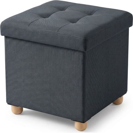 Hocker mit Stauraum auf hölzernen Beinen, klappbar, 38 x 38 x 38 cm (1/5)