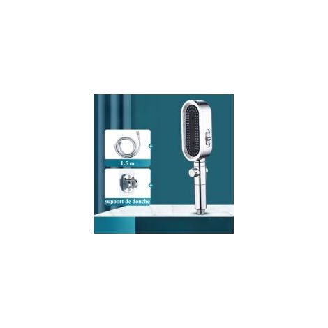Pommeau de Douche 3 Modes Adoucisseur d'Eau Buses Anti-Obstruction 1,5m Tuyau Flexible Support Système Lavage Puissant pour Baignoires Argent - AUTRES (1/3)
