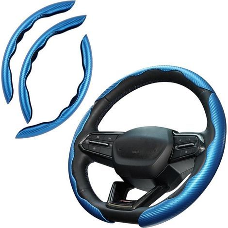 Housse de volant antidérapante en fibre de carbone, 3 pièces, design segmenté, protection universelle noire (1/5)