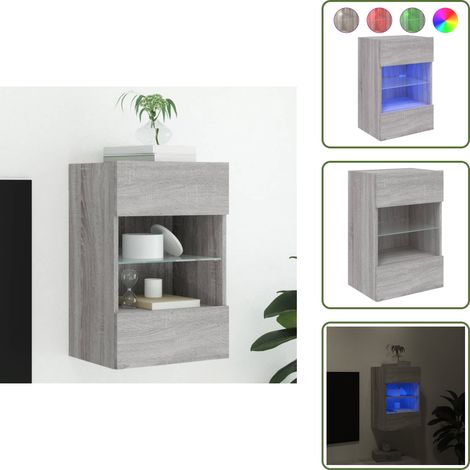 Meuble TV mural avec lumières LED sonoma gris 40x30x60,5 cm - Meuble Tv Mural - Armoire Tv - Éclairage Led Rgb - Rangement Mural - Design Moderne (1/5)