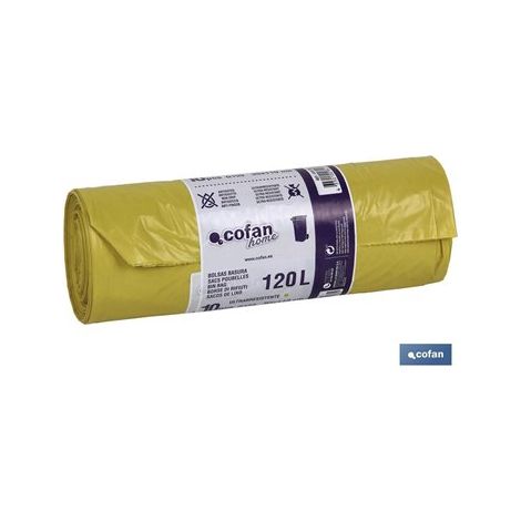 Sac poubelle 90x110 calibre 150 couleur jaune 10 unités. (1/2)