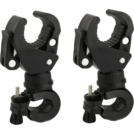 Lot de 2 supports de lampe de poche réglables à rotation à 360° pour vélo avec clip à double boucle
