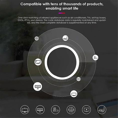 Tuya WiFi IR Remote Control for Smart Home TV DVD AUD Air Condition Voice Control Works with Home Black (1/4)