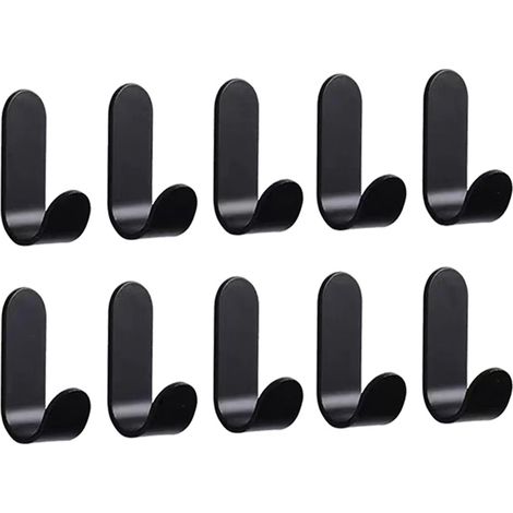 Lot de 5 crochets adhésifs noirs ultra résistants, crochets muraux pour cuisine et salle de bain (1/3)