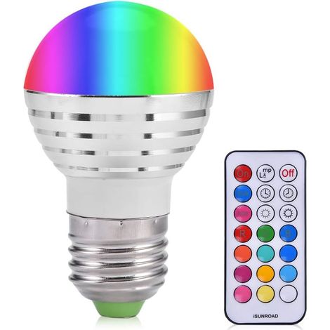 1 Ampoule E27 LED 3W RGB 16 Couleurs Télécommande Veilleuse Salon Chambre (1/5)