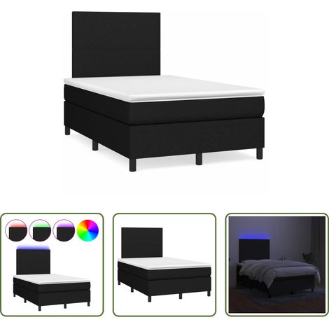 vidaXL LED-Leiste - Boxspringbett mit Matratze & LED Schwarz 120x190 cm Stoff (1/5)