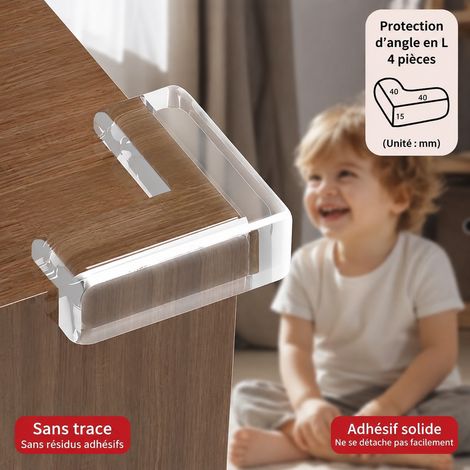Protège-coins de meuble en L silicone souple transparent antichoc lot de 4 6 × 6 × 6 cm 38 g – Livraison gratuite