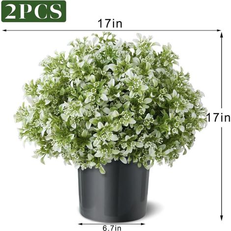 Plantes Artificielles Topiaire en Boule – 2 Faux Buis avec Pot et Feuilles d’Eucalyptus, Décoration Extérieure Maison et Véranda