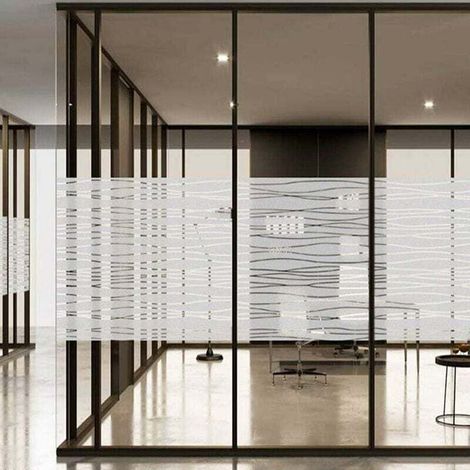 Static cling window film, blackout film, static cling, self-adhesive, UV resistant, decorative film for kitchen, bedroom, bathroom windows (irregular stripes) (90 x 200 (1/4)
