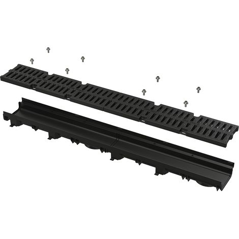 Alcadrain Caniveau de drainage 60 mm avec rebord en plastique et grille en composite B125 (1/2)