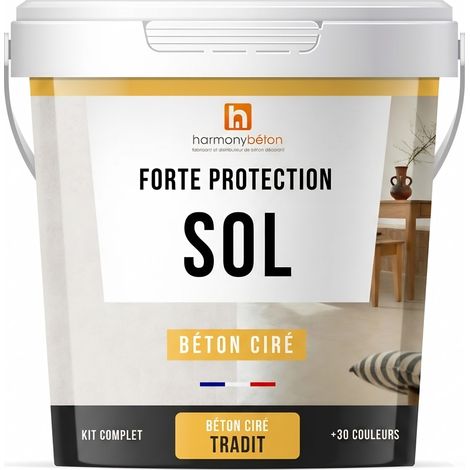 Kit complet béton ciré 5 m² satinée – Forte protection pour sols cuisine et salle de bain – Vernis haute résistance – Harmony Beton (1/5)