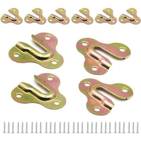 Lot de 10 cintres robustes en forme trou serrure, support suspension pour cadre photo, porte-gobelet, porte-clés, manteau, planche bois, plaque murale (jaune zinc) Jaune Zinc -