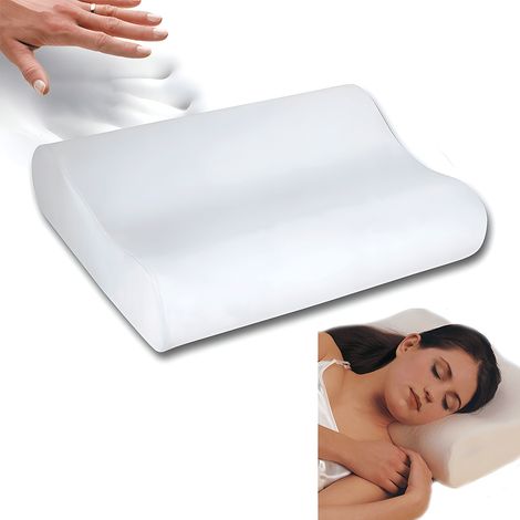 Cuscino ortopedico in memory foam per dormire, 50 x 30 x 7-10 cm, bianco. (1/4)
