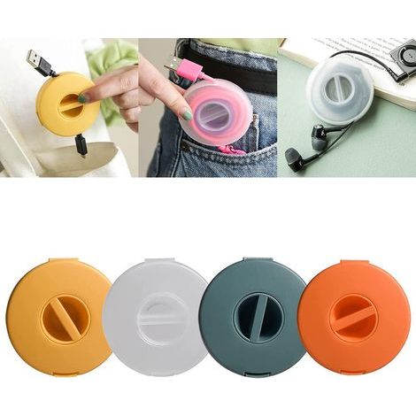 4 Pièces Enrouleur de Câble Portable - Organisateur pour Câbles USB, Téléphone, Casque et Données (1/4)