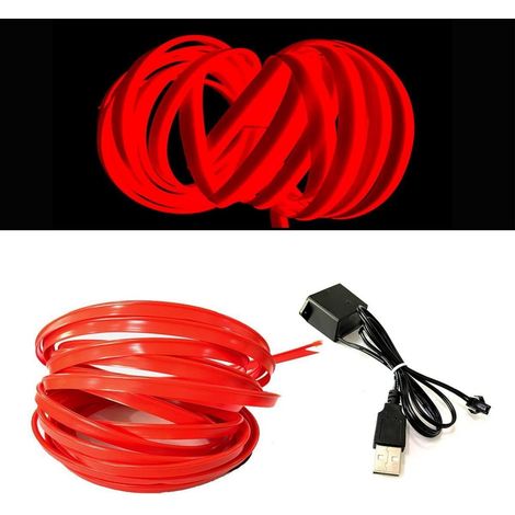 EL-Draht Rot 5M USB Neonlichtröhre flexibel für Auto Innenraum Deko (1/5)