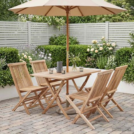 vidaXL Set di Mobili da Giardino 5 pz Naturale Legno di teak solido (1/5)
