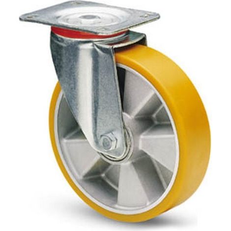 AVO 37 RUOTA ALLUMINIO CON RIVESTIMENTO IN POLIURETANO 200X50 SUPPORTO GIREVOLE (1/2)