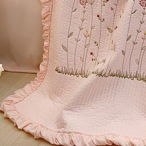 Ensemble de couette d'été 4 pièces en Tencel brodé, style coréen tendance 2022. Couette rafraîchissante et climatisée, sans coutures, 2 taies d'oreiller incluses (48 x 74 cm). (1/5)