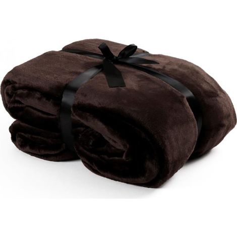 Kuscheldecke Tagesdecke Wohndecke 220 x 240 cm Flanell Decke Bettüberwurf XXL Braun (1/4)
