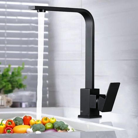 mitigeur rotatif à 360° chaud et froid pour cuisine en acier inoxydable, mitigeur monocommande pour évier, anti-goutte avec robinet silencieux pour évier (noir)