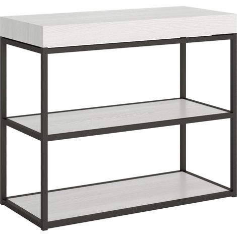 Consolle allungabile 90x40/196 cm Plano Small Premium Bianco Frassino telaio Antracite (1/4)