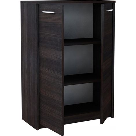 Buffet avec 2 portes Wengé - Meuble de Rangement Style contemporain - 77 x 35 x 108 cm (1/3)
