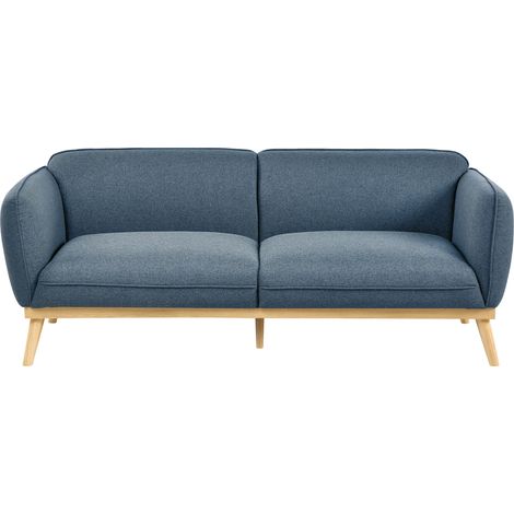 Sofá 3 plazas estilo escandinavo con patas cónicas de madera tapizado fácil de limpiar azul Ljung