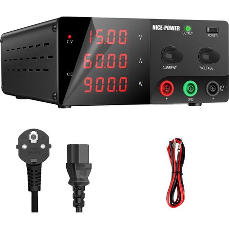 Alimentation DC réglable, contrôle de tension de précision, performance stable, 15V 60A, 220 V (1/2)