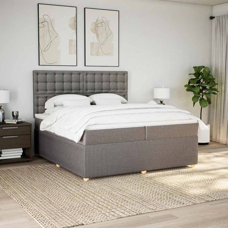 Boxspringbett mit Matratze Taupe 200x200 cm Stoff (1/5)