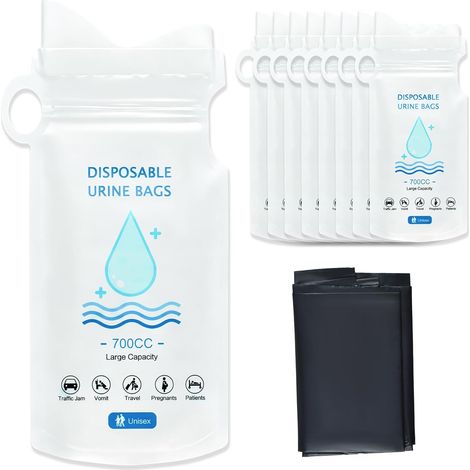 8 Pieces Men's Portable Urinal Bags – Female Disposable Urinal, Adult Car Toilet, Travel Urinal, Disposable Urine Bag, Camping Toilet, Vomit Bag Car Child (1/5)