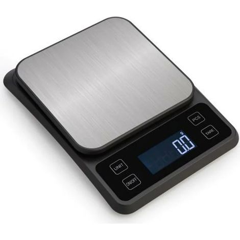 Balance de cuisine de haute précision avec minuteur, lot de 2, blanche, plateau en acier inoxydable, écran LCD, fonction tare et maintien du poids - Accessoire idéal pour la cuisine et le barbecue.