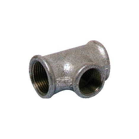 Té reducido de fundición galvanizada FFF 26x34 - 15x21 - 26x34