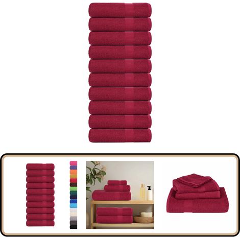 vidaXL Essuie-mains 10 pcs bordeaux 50x100 cm 360 g/m² 100% coton (1/5)