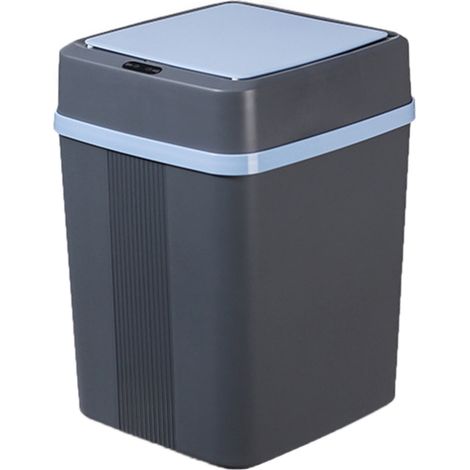 Poubelle automatique 12L à capteur intelligent, couvercle stable, style minimaliste, grise, alimentée par batterie pour la maison. (1/5)
