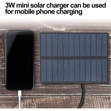 Pannello solare policristallino portatile Toivize da 3W 5V, impermeabile IP67 con porta USB per smartphone, ventilatore, campeggio, escursionismo (1/5)