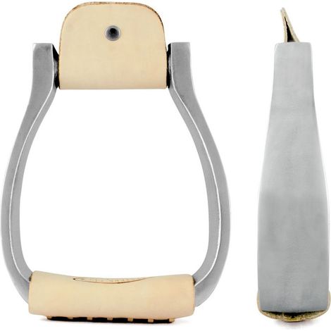 Staffe western per cavallo in alluminio con pedane rivestite in cuoio