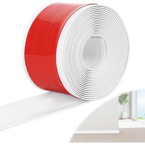 Flexible PVC skirting board, self-adhesive skirting board, 10 cm x 10 m, white, waterproof sealing strip, for kitchen and bathroom (1/5)