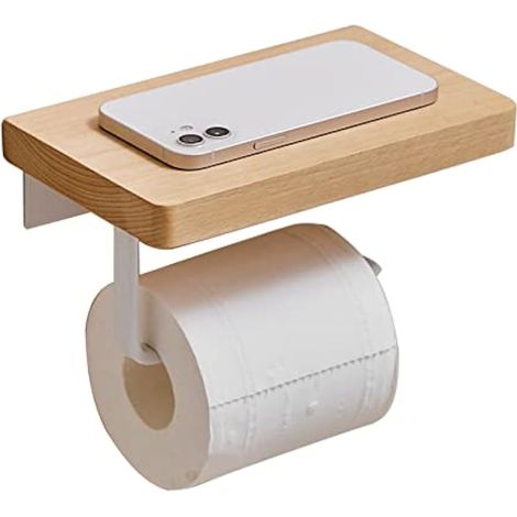 Porte-papier toilette en bois, pour salle de bain, décoration murale WC, porte-rouleau de papier pour cuisine et salle de bain - 2 (1/4)