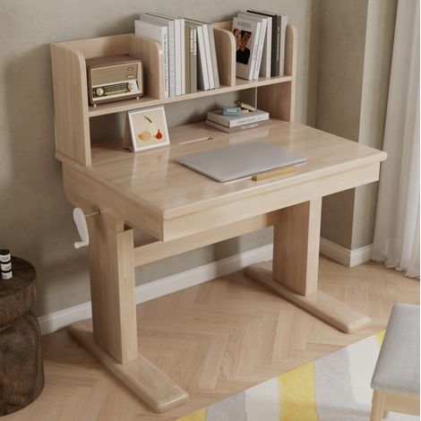 Escritorio infantil regulable de madera natural OKMYHOME (1/5)